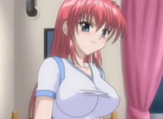 Redheaded girl with massive tits is the star of this hentai
