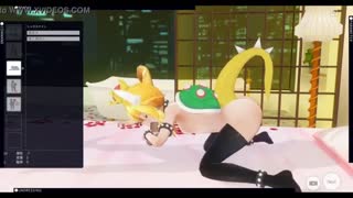 Cartoon character Bowsette does a little dance before getting fucked