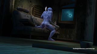 In the porn of cartoon characters the beast fucks naked brunette in 3D porn