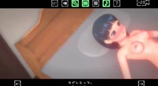Barely legal brunette teasing herself in a hentai video game
