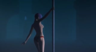 Shorthaired 3D stipper is putting on a show on the pole